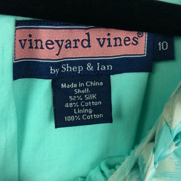 Vineyard Vines Silk Blend Braided Neckline Wave Print Shift Dress Size 10 - Picture 4 of 7